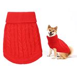 Small Dog Jumper, Warm Puppy Sweater for Small Dogs Winter Knitted Dog Pullover Soft Turtleneck Dog Clothes Vest for Pet Autumn, Winter Outfit for Welsh Corgi, Yorkshire Terrier, Chihuahua (M, Red)