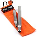 PSKOOK Pocket Bellows 2 Size Pack Collapsible Stainless Steel Pipe Builds Campfire Tool with Poly Carrying Bag