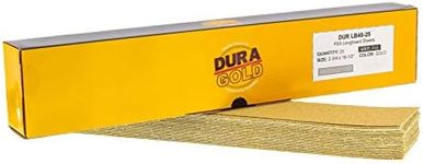 Dura-Gold - Premium - 40 Grit Gold - Pre-Cut Longboard Sheets 2-3/4" Wide by 16-1/2" Long - PSA Self Adhesive Stickyback Longboard Sandpaper - Box of 25 Sandpaper Finishing Sheets