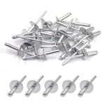 BESTYCHAO 50pcs Aluminum Blind Rivets with Large Flange 4.8mm x 20mm, Pack of 50 (Sliver)