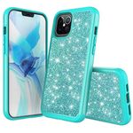 iEugen Compatible with iPhone 12 Pro Max Case Bling Sparkly Glitter Luxury Shiny Sparker Shell,Shockproof Bumper Cover Heavy Duty Protection 3 Layer Hybrid Cover-Teal