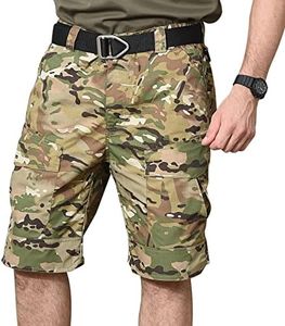 BWBIKE Pantalones Cortos Tácticos de Carga Pantalones para Exteriores para Hombres Pantalones Cortos de Entrenamiento de Verano Pantalones Militares Fanáticos del Ejército (Sin Cinturón), Camuflaje