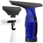 Eave Window Vac Kit, Upgraded Cordless Window Vacuum with 17cm & 28cm Suction Nozzles, Electric Window Cleaner with 40min Runtime and 270ml Water Tank, Suitable for Windows, Mirrors, Bathroom,WC09(BL)