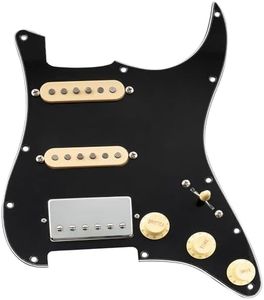 Musiclily Pro Pre-wired Standard HSS Pickguard with Artec Pickups Alnico 5 Magnet for ST Style Electric Guitar, 3ply Black