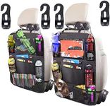 2 Pack Car Back Seat Organiser With 4 Car Backseat Headrest Hangers,Back Seat Travel Bag,Pocket Storage for Toy,Bottles,Umbrella, IPad,Books,Snack, Etc