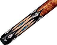 Rage Pool Cue RG203 13mm, 19-Ounce, Black Forearm and Butt, Natural Maple, Graphic Turquoise and Graphic White Turquoise Accents, Implex Joint and Sleek Wrapless Handle