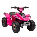 Aosom Kids ATV, 6V Battery Powered Electric Car for Kids, Toddler Quad 4 Wheeler with Forward, Reverse Switch, for Boys Girls 18-36 Months, Pink