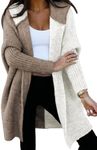 Astylish Womens Winter Patchwork Ribbed Knit Open Front Outwear Ladies Cardigan Sweaters Khaki XX-Large