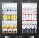 BODEGACOOLER Back Bar Cooler With 2 Glass Doors,Under Counter Back Bar Refrigerator 7.4 Cu.Ft with LED Lighting,Commercial Display Beverage Cooler for Beer,Soda Drinks,Wine