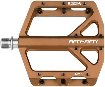FIFTY-FIFTY Mountain Bike Pedals, Non-Slip and Aluminum Alloy Bicycle Flat Pedals, 9/16" Sealed Bearing, Lightweight and Wide Platform for All Mountain, Enduro, Downhill, E-Bike, MTB (Brown)