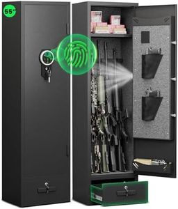 kavey 4-6 Fingerprint Gun Safe, Gun Safes for Home Rifles and Pistols, Quick Access Gun Cabinet for Rifles and Shotguns with Backlit Backlit Keypad, Rifle Safe with Drawer and 3 Gun Racks