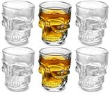 King International 45ml Shot Glass, Skull Face Heavy Base Shot Glass Set, Whiskey Shot Glass 6-Pack Perfect for Wine Tasting, Tequila, Shooter, Cocktail Pourer, Jigger-Clear Glass Shot Glasses, 1.5Oz