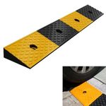 Nisorpa 2" Rubber Curb Ramps Heavy Duty Driveway Curb Ramps Loading Rubber Curb Ramp Threshold Ramp for Car Vehicle Wheelchair Sidewalk Curb Ramp with 4 Expansion Screws 39.3x5.9x2 Inch