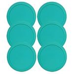 Lids for Pyrex and Anchor Round Glass Containers (4-Cups, Green-6PK)