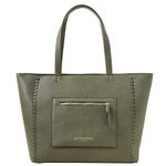 Accessorize London Women'S Olive Front Pocket Tote Bag |Ladies Stylish Shoulder Bag|Tote Bag|Hand Bag for Casual|Office|College|Travel | Spacious Compartment