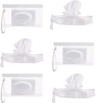 Portable Wet Wipes Pouches Dispenser Travel Wipes Holders,6Pcs Wet Wipe Container Bag Reusable Wipe Pouch,Baby Refillable Wet Wipe Dispenser Bag,Baby Wipes Bag Travel Cosmetic Pouch Wipes Carry Bags