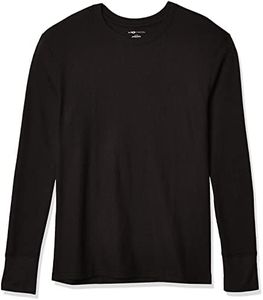 Fruit of the Loom Men's Recycled Waffle Thermal Underwear Crew Top (1 and 2 Packs), Black, Medium