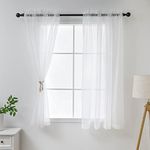 Demetex Net Curtains for Windows 63 Drop Voile Curtains 2 Panels Sheer Curtains with Rod Pocket on Top for Home, Living Room, Dining Room, Baby Room, 137 x 160 cm, White