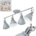 Koppom Ceiling lamp, Metal Ceiling lamp in Grey-Blue/White, 4-Flame, with Adjustable lampshades and lamp arms, 4 x E14 Socket, Retro Design, Bulbs not Included