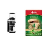 KitchenAid Burr Coffee Grinder, Black Matte, KCG8433BM & Melitta 625000 Bamboo Super Premium Coffee Filters, Green - 80 Count