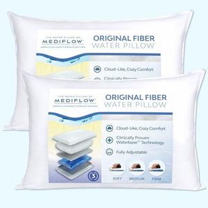 Mediflow Fiber Water Pillow - Adjustable Pillow for Neck Pain Relief, Pillow for Side, Back, and Stomach Sleepers, The Original Inventor of The Water Pillow, Clinically Proven Bed Pillow (2 Pillows)