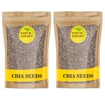 Kartik Export Edible Black Chia Seeds 2Kg and Fibre Rich Seeds | Omega-3 Seeds for Eating | Healthy Snacks (Pack of 2 X 1kg)