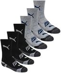 PUMA boys 6 Pack Cut Crew Socks, Gr