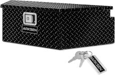 ARKSEN 39 Inch Aluminum Diamond Plate Trailer Tongue Box,Waterproof Under Truck Tool Box for Pick Up Truck Bed, RV Trailer, ATV with Lock and Keys - Black