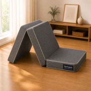 Springtek Mattresses | Soft Foam Tri-Fold Mattress | Folding Foam Pads | 4-Inch PU Foam Travel Folding Gadda | Medium Firm 3 Foldable Mattress for Travelling, Mattress Single Size | 72x36x4 Inches