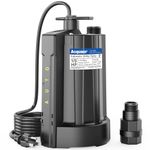 Acquaer 1/3 HP Automatic Submersible Water Pump, 115V Sump Pump with 3/4” Garden Hose Check Valve Adapter,2160 GPH High Flow Water Removal for Swimming Pool Cover Hot Tubs Flooded House Basement