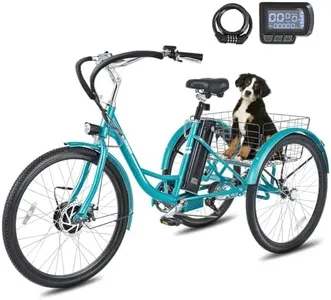 Viribus Electric Tricycle for Adults, 7 Speed Electric Trike 350W(Peak 700W) with 468Wh Removable Battery, Motorized Adult Tricycle 24 in, 3 Wheel Electric Bike for Seniors 330 lb. Sea Green