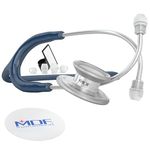 MDF MD One Stainless Steel Stethoscope, Adult, Navy Blue Tube, Silver Chestpieces-Headset, MDF77704