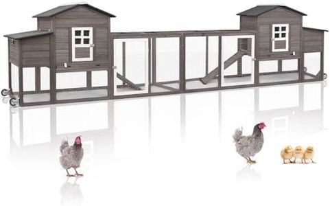 Magazoopet 158" L LargeChicken Coop with Run, Mobile Chicken Hen House with Wheels, Nesting Boxes, Outdoor Rabbit Hutch, Poultry Cage for Chickens Ducks Bunny with Removable Tray, Ramp (Grey)