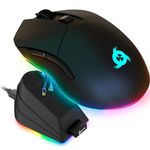 KLIM Blaze Pro Rechargeable Wireless Gaming Mouse with Charging Dock RGB + High-Precision Sensor and Long-Lasting Battery + Up to 6000 DPI + Great PC Gaming Mouse Wireless 2024 - Black