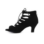 Syrads Women Ballroom Latin Dance Shoes Salsa Bachata Tango Modern Social Dancing Shoes Suede Sole Wedding Party Dance Shoes, Black-6cm Heel, 4 UK