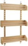 Rev-A-Shelf Wall Storage Organizer for Kitchen Cabinets, Door-Mounted Spice Rack with 3 Adjustable Shelves, Maple Wood, 4ASR-21