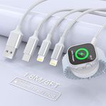 4 in 1 Charger Cable for Apple Watch/iPhone/Airpods, Wireless Watch Charger, Portable Apple Watch and Phone Charger Compatible with Apple Watch Series 7,6,5,4,3,2,1 iPhone/Pad Series