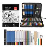 AGPTEK 53pcs Drawing and Sketching Pencil Set, with Pencil, Watercolor Pencil, Sketching Pencil Set & Canvas Zipper Case, Ideal for Artists, Sketchers, Teachers & Students