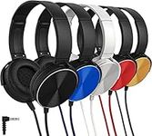 Maeline Classroom Headphones Bulk 5 Pack, Student On Ear Comfy Swivel Headset for School, Library, Airplane, for Online Learning, Travel, Stereo Sound 3.5mm Jack, Red, Black, Blue, White, Yellow