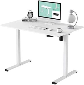 FLEXISPOT White Standing Desk 48 x 24 Inches Height Adjustable Desk, Whole-Piece Desktop Electric Sit Stand Up Desk Home Office Desk (White Desktop + White Frame)