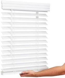 Lotus & Windoware Cordless, 2 Inch Faux Wood Blind, 34.5" Wide x 60" Long, Window Blinds, Blinds & Shades, Blinds for Indoor Windows, Wooden Blinds, Embossed, Bright White