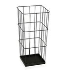 INDIAN DECOR. 567840 Umbrella Storage Rack Home square Umbrella Stand Creative Floor-Standing Geometric Umbrella Bucket Holder Hollow Out Antirust (Black)