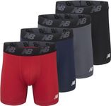 New Balance Men's Big & Tall Performance 5" No Fly Boxer Brief (4-Pack), Pigment/Team Red/Lead/Black, 5XL (56"-58")