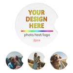 Personalized Car Coasters Custom Car Cup Holder Coaster Design Your Image Text Logo Picture Customized Car Coasters Cup Mats for Drinks Personalized Car Decor Photo Gifts (Round, 2 pcs)