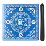 GUSTARIA Mahjong Mat,31.5"x31.5" Blue Rubber Anti-Slip Mahjong Table Mat with 3 Dice & Carrying Bag for Mah Jongg, Card, Board & Tile Games