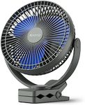 KOONIE 10000mAh Clip on Fan Battery Operated, USB Fan with Clip, 8-Inch Portable Desk Fan with 4 speeds and 24 Hours Working Time for Office Golf Car Outdoor Travel Baby Stroller Camping Tent