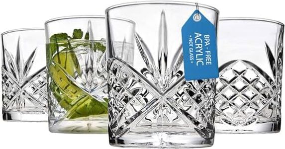 Godinger Old Fashioned Whiskey Glasses, Shatterproof and Reusable Acrylic - Dublin Collection, Set of 4