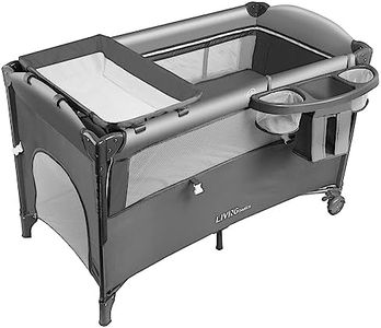 LIVINGbasics 3 in 1 Baby Playard, Foldable Play Yard with Diaper Changing Table for Home/Travel/Outdoor, Grey, 25.13 pounds