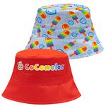 Cocomelon Bucket Hat, Reversible Sun Hat for Toddler Boys & Girls, Multicolored Summer Baby Hat Featuring Cocomelon, Red, 2-5 Years