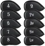 Ecsoiam Premium Leather Golf Club Covers -Double-Sided Embroidered Golf Iron Covers with Magnetic Closure, Perfect Iron Covers for Golf Clubs, Durable and Stylish Protection for Your Clubs